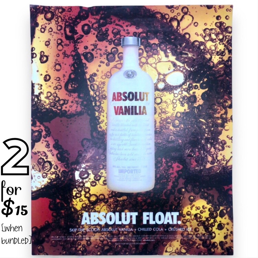 🟢[Absolut Vodka] ABSOLUT FLOAT Original 2003 Vintage Magazine Advertisement